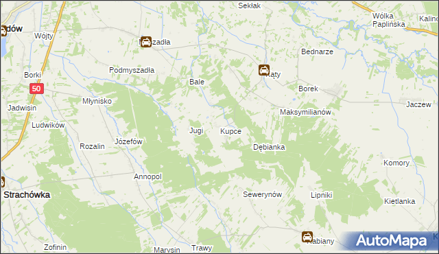 mapa Kupce, Kupce na mapie Targeo