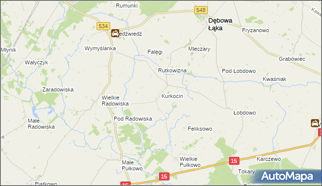 mapa Kurkocin, Kurkocin na mapie Targeo