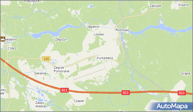 mapa Kurozwęcz, Kurozwęcz na mapie Targeo