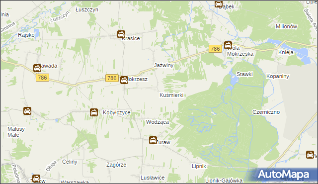 mapa Kuśmierki, Kuśmierki na mapie Targeo