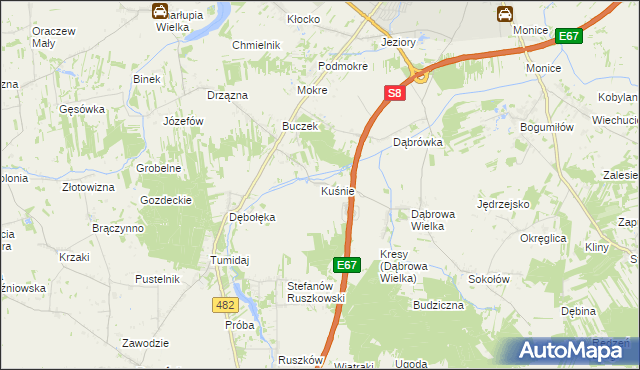 mapa Kuśnie, Kuśnie na mapie Targeo