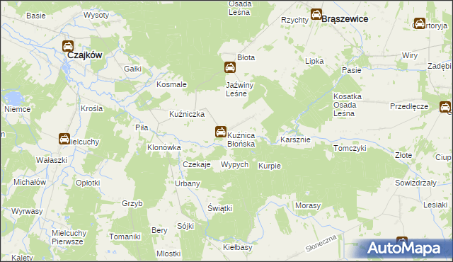 mapa Kuźnica Błońska, Kuźnica Błońska na mapie Targeo