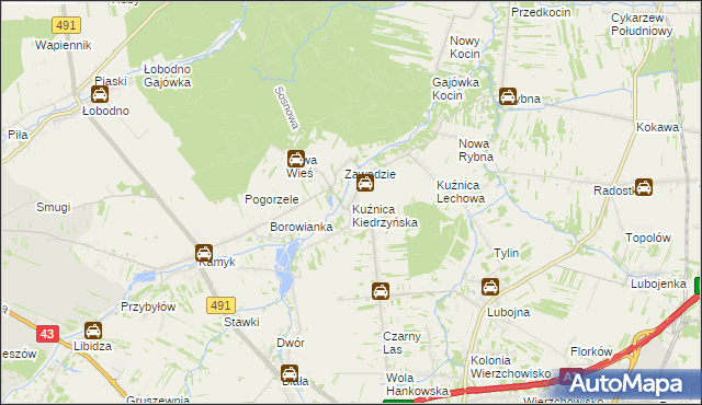 mapa Kuźnica Kiedrzyńska, Kuźnica Kiedrzyńska na mapie Targeo