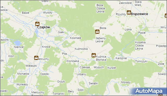 mapa Kuźnica Zagrzebska, Kuźnica Zagrzebska na mapie Targeo