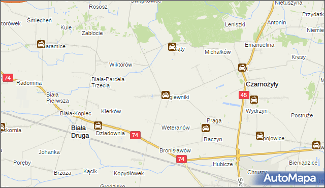 mapa Łagiewniki gmina Czarnożyły, Łagiewniki gmina Czarnożyły na mapie Targeo