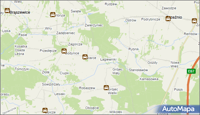 mapa Łagiewniki gmina Złoczew, Łagiewniki gmina Złoczew na mapie Targeo