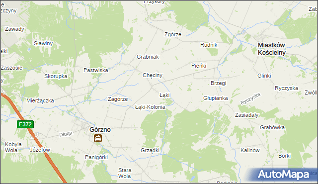 mapa Łąki gmina Górzno, Łąki gmina Górzno na mapie Targeo