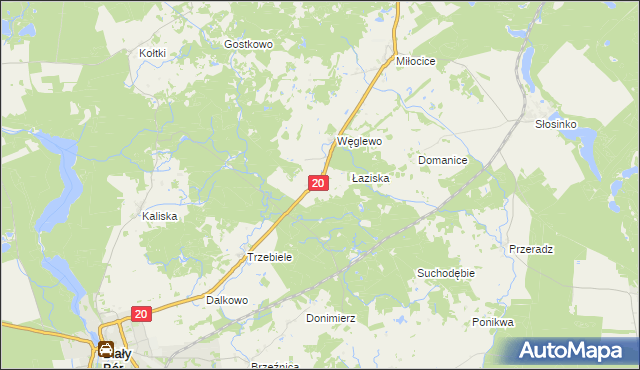 mapa Łąkoć gmina Miastko, Łąkoć gmina Miastko na mapie Targeo