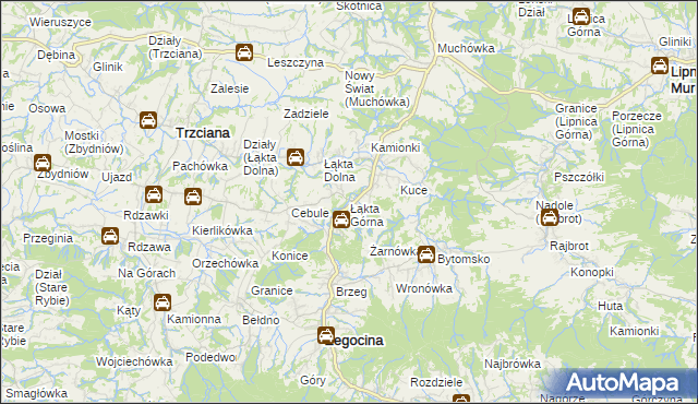 mapa Łąkta Górna, Łąkta Górna na mapie Targeo