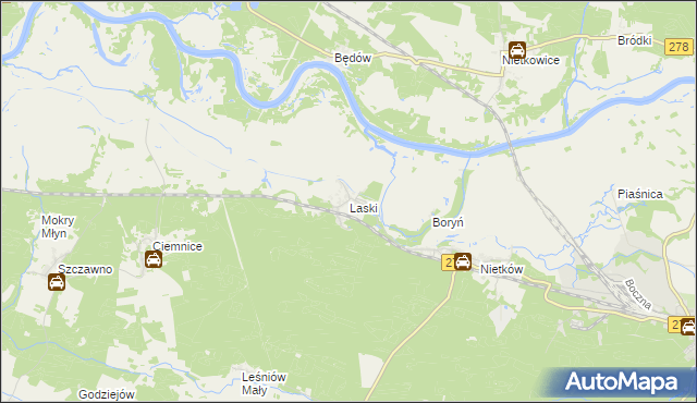 mapa Laski gmina Czerwieńsk, Laski gmina Czerwieńsk na mapie Targeo