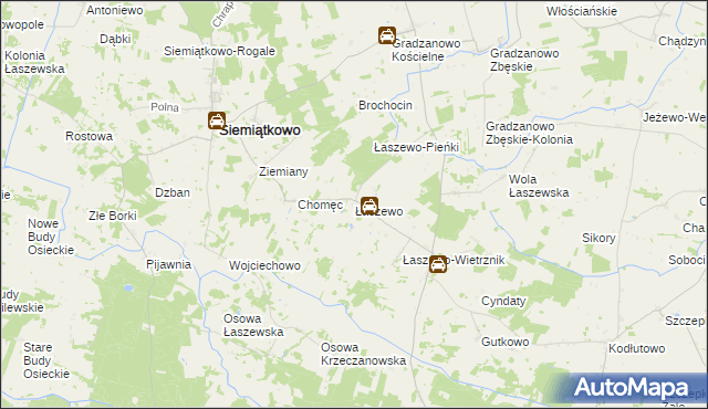 mapa Łaszewo gmina Siemiątkowo, Łaszewo gmina Siemiątkowo na mapie Targeo