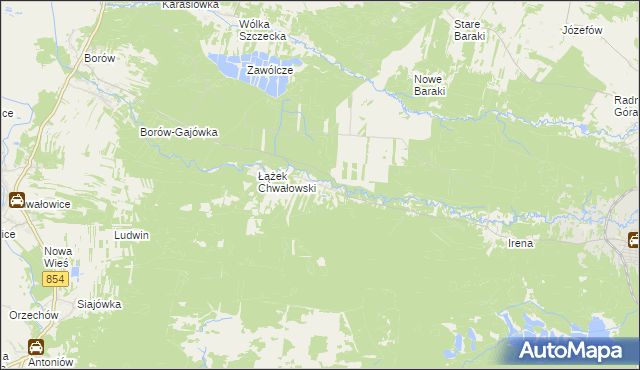 mapa Łążek gmina Zaklików, Łążek gmina Zaklików na mapie Targeo