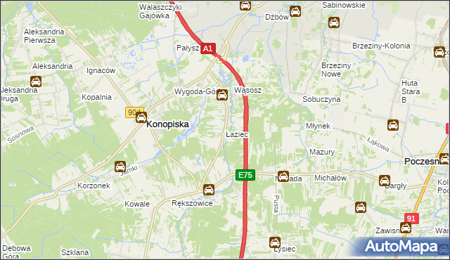 mapa Łaziec, Łaziec na mapie Targeo