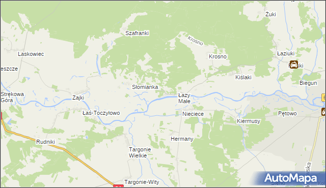 mapa Łazy Duże gmina Tykocin, Łazy Duże gmina Tykocin na mapie Targeo