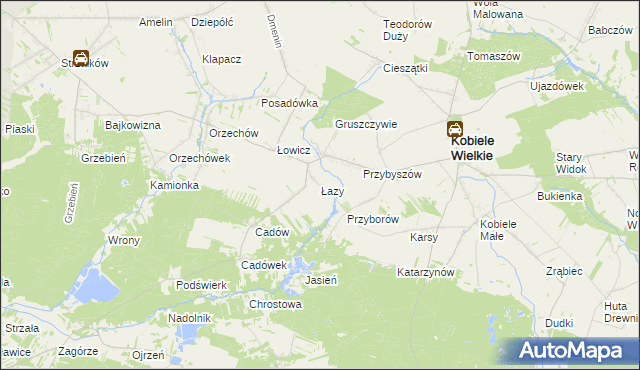 mapa Łazy gmina Kobiele Wielkie, Łazy gmina Kobiele Wielkie na mapie Targeo