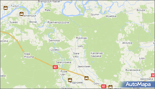 mapa Łazy gmina Łochów, Łazy gmina Łochów na mapie Targeo