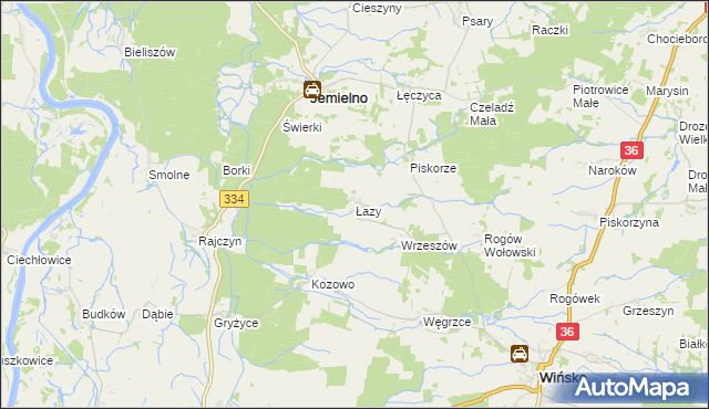 mapa Łazy gmina Wińsko, Łazy gmina Wińsko na mapie Targeo