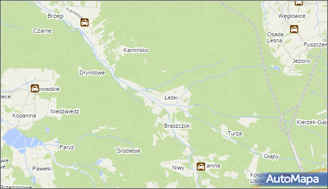 mapa Łebki gmina Herby, Łebki gmina Herby na mapie Targeo