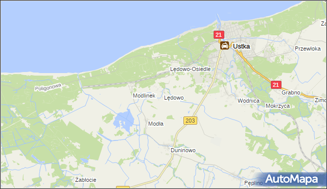 mapa Lędowo gmina Ustka, Lędowo gmina Ustka na mapie Targeo