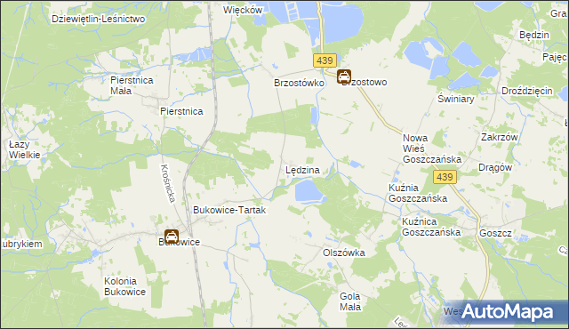 mapa Lędzina, Lędzina na mapie Targeo