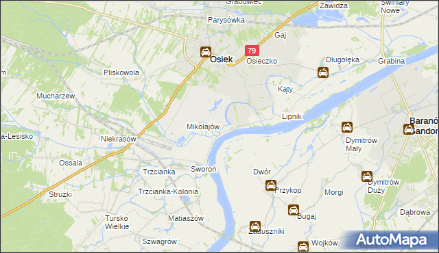 mapa Łęg gmina Osiek, Łęg gmina Osiek na mapie Targeo