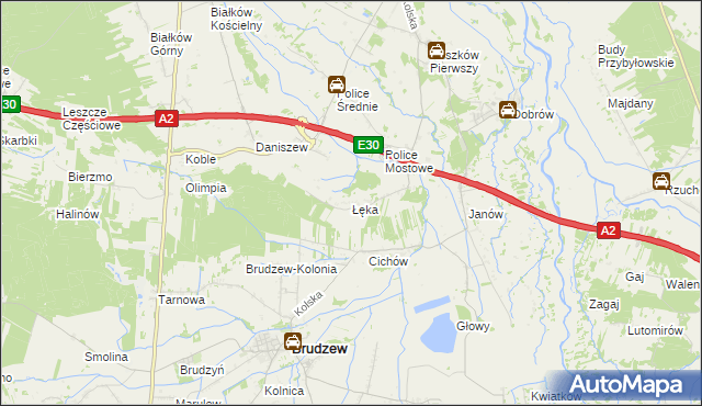 mapa Łęka gmina Kościelec, Łęka gmina Kościelec na mapie Targeo