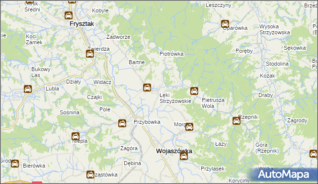 mapa Łęki Strzyżowskie, Łęki Strzyżowskie na mapie Targeo