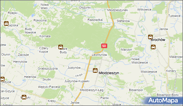 mapa Leontynów, Leontynów na mapie Targeo