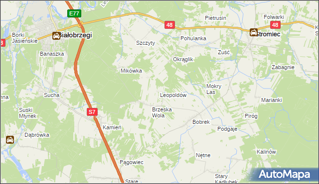 mapa Leopoldów gmina Białobrzegi, Leopoldów gmina Białobrzegi na mapie Targeo