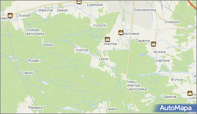 mapa Leśna gmina Olesno, Leśna gmina Olesno na mapie Targeo