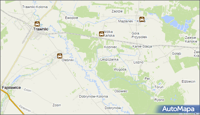 mapa Leszczanka gmina Rejowiec Fabryczny, Leszczanka gmina Rejowiec Fabryczny na mapie Targeo