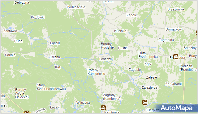 mapa Leszcze gmina Niwiska, Leszcze gmina Niwiska na mapie Targeo