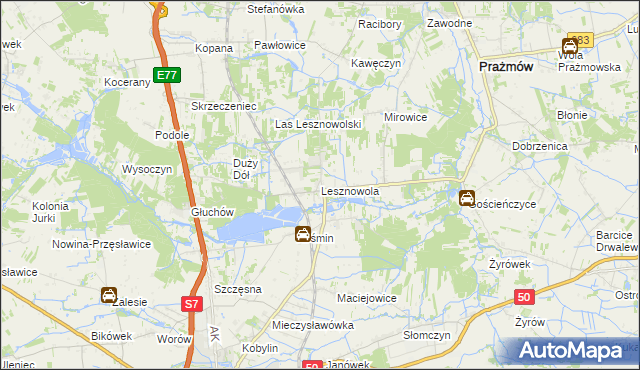 mapa Lesznowola gmina Grójec, Lesznowola gmina Grójec na mapie Targeo