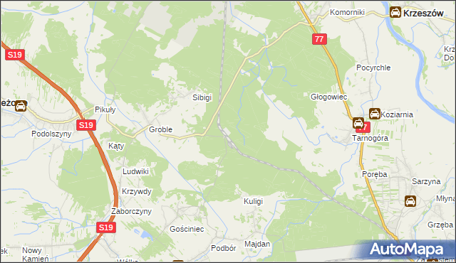 mapa Łętownia gmina Jeżowe, Łętownia gmina Jeżowe na mapie Targeo