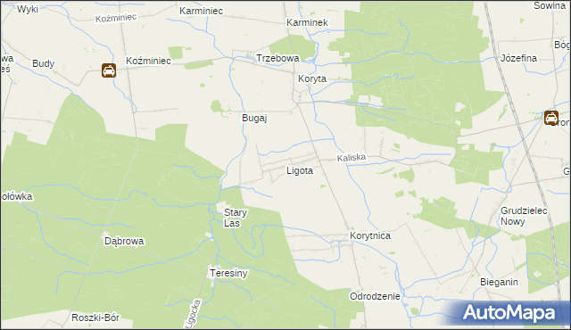 mapa Ligota gmina Raszków, Ligota gmina Raszków na mapie Targeo