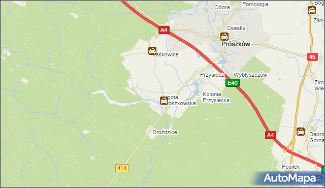 mapa Ligota Prószkowska, Ligota Prószkowska na mapie Targeo