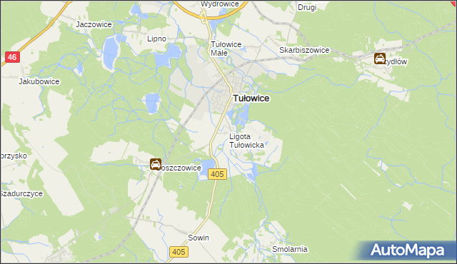 mapa Ligota Tułowicka, Ligota Tułowicka na mapie Targeo