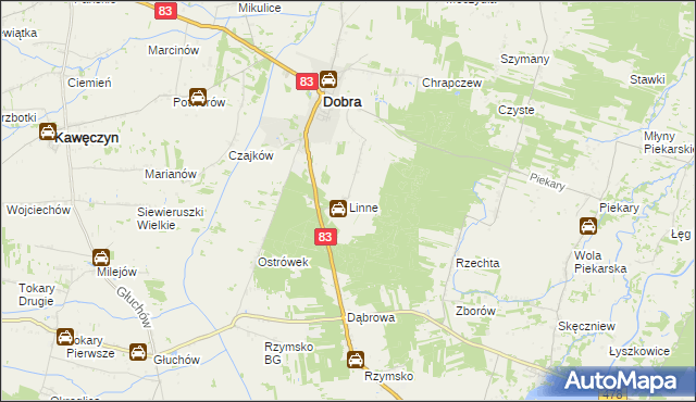 mapa Linne gmina Dobra, Linne gmina Dobra na mapie Targeo