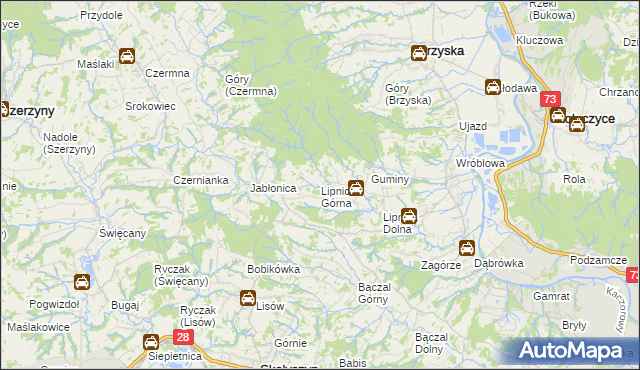 mapa Lipnica Górna gmina Skołyszyn, Lipnica Górna gmina Skołyszyn na mapie Targeo