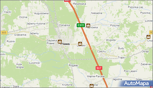 mapa Lipówki gmina Pilawa, Lipówki gmina Pilawa na mapie Targeo