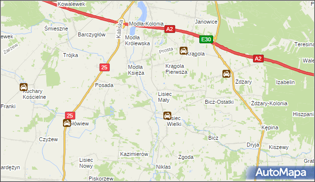 mapa Lisiec Mały, Lisiec Mały na mapie Targeo