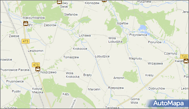 mapa Łobudzice gmina Szadek, Łobudzice gmina Szadek na mapie Targeo