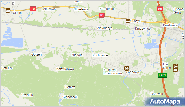 mapa Łochowice gmina Białe Błota, Łochowice gmina Białe Błota na mapie Targeo