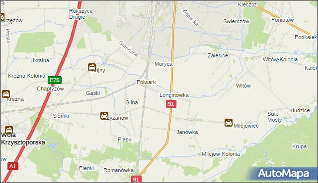 mapa Longinówka, Longinówka na mapie Targeo