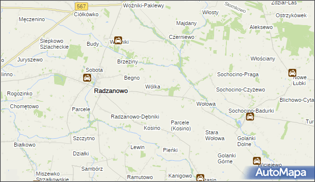 mapa Łoniewo gmina Radzanowo, Łoniewo gmina Radzanowo na mapie Targeo