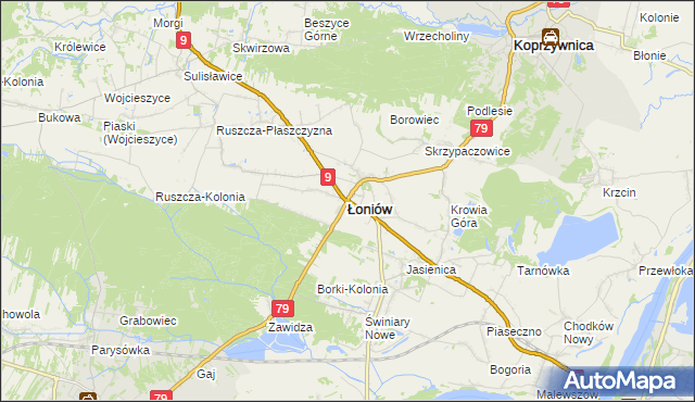 mapa Łoniów, Łoniów na mapie Targeo