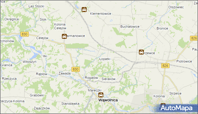 mapa Łopatki gmina Wąwolnica, Łopatki gmina Wąwolnica na mapie Targeo