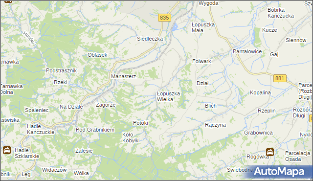 mapa Łopuszka Wielka, Łopuszka Wielka na mapie Targeo