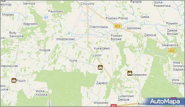 mapa Lorcin gmina Nasielsk, Lorcin gmina Nasielsk na mapie Targeo