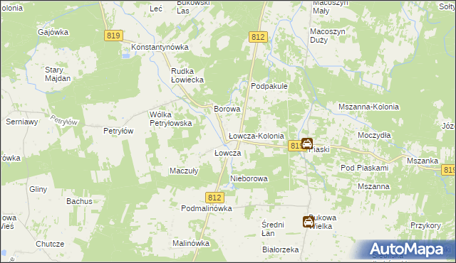 mapa Łowcza-Kolonia, Łowcza-Kolonia na mapie Targeo